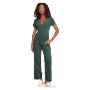 Lulu's Forest Green V-Neck Corduroy Jumpsuit NWT size Large